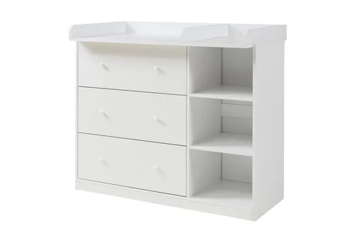 [en.casa] Wickelkommode Beldinupp - Stilvoller Wickeltisch mit 3 Schubladen - Wickeltische: Großzügige Wickelfläche mit abnehmbarer Auflage und viel Stauraum - ideal für ein organisiertes und modernes Babyzimmer.