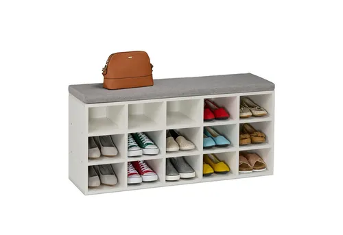 Schuhbank Polsterbank Schuhkommode - Vielseitige Sitzkommode mit offenem Schuhregal für mehr Ordnung im Flur oder Wohnzimmer. Ideal für jeden Raum!