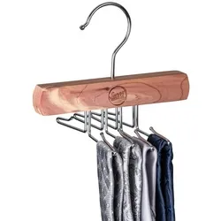 SUNNY SUNDAY Mehrfach-Kleiderbügel Krawattenbügel, Kleiderbügel für 8 Krawatten, Schals, platzsparend, (Krawattenhalter), Haken 360 Grad drehbar, von Hand geschliffenes Zedernholz, Schrankduft beige