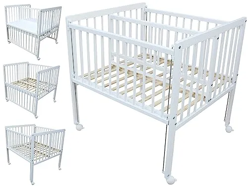 Micoland Beistellbett Zwillingsbett Kinderbett mit Rädern 90x80 cm LUX