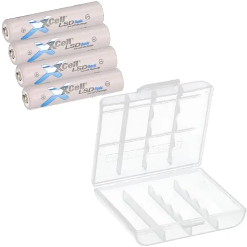 4er Pack AAA Akku LSD Basic NI-Mh 1,2V 800mAh + Akkubox Low self Discharge Akku neueste Generation von Micro Akku Batterien AKKUman Set (4er AAA + Box)