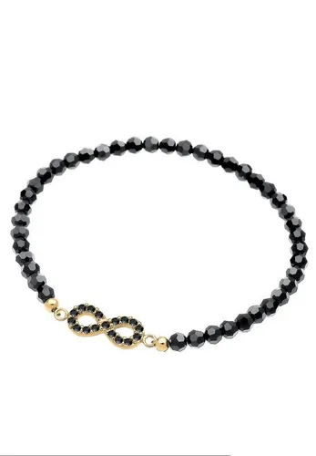 Elli Armband Infinity mit Glas Kristallen - Elegantes Armschmuck aus 925 Sterling Silber, vergoldet in Schwarz, mit 57 funkelnden Kristallen. Ideal für besondere Anlässe oder als stilvolles Everyday-Accessoire.