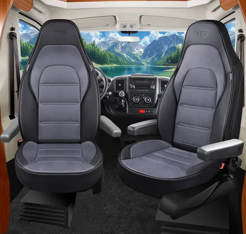 Wohnmobil Sitzbezüge für Dreamer LT2 – Gepolsterte Schonbezüge - Hochwertige Sitzbezüge für Kastenwagen, atmungsaktiv und einfach zu installieren. Ideal zum Schutz der Sitze mit zusätzlichem Ablagefach und Airbagfreundlichkeit.