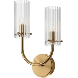 Maytoni Wandleuchte Arco Brass MOD223WL-02BS - Elegante Wandleuchte aus Messing mit geriffeltem Glas, ideal für stilvolle Wohnräume. Höhenverstellbar für individuelle Lichtakzente.