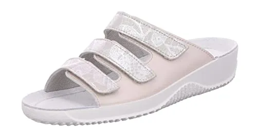 Rohde Damen Pantolette in Beige, Größe 36 - Komfort Pantolette mit drei verstellbaren Riemen für optimale Anpassung. Obermaterial aus hochwertigem Leder, rutschhemmende Synthetik-Laufsohle und bequeme Keilabsatzhöhe bis 30mm.
