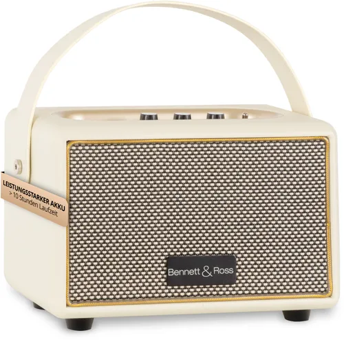 Bennett & Ross BB-820CW Blackmore Junior Bluetooth® Akku Lautsprecher - Musikanlagen mit 20W Musikleistung, über 10 Stunden Akkulaufzeit und hochwertigem Design in Lederoptik für erstklassigen Musikgenuss.