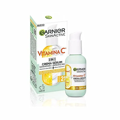 Garnier , 2-in-1-Gesichtsserum zum Aufhellen und gegen Hautunreinheiten, mit 20% Vitamin C und SPF25, nicht fettend, klinisch getestet, 50 ml
