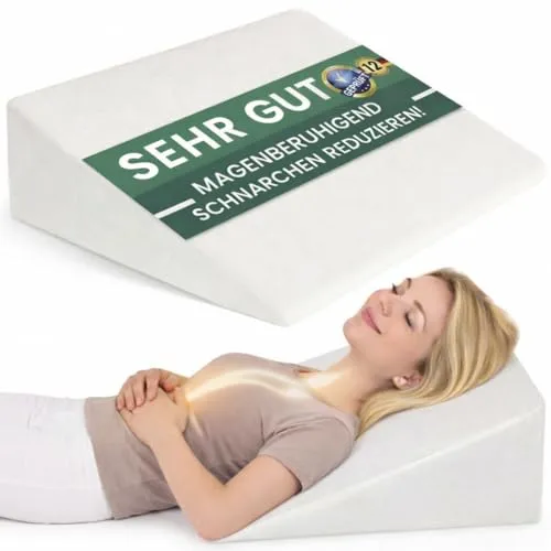 Keilkissen Bett für ruhige Nächte & Magenberuhigung – Matratzenkeil & Rückenkissen für ruhigere nächtliche Atemgeräusche – Lesekissen für entspanntes Lesen im Bett – OEKO-TEX zertifiziert & geprüft