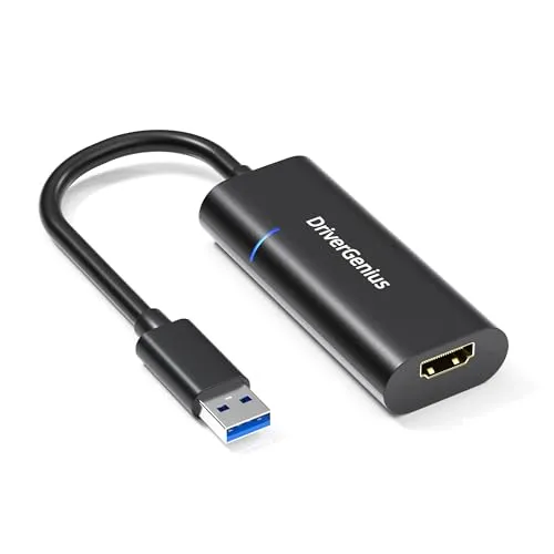 DriverGenius ViewX USB 3.0 auf HDMI Adapter, Externe Grafikkarte mit USB-Stromversorgung, Video/Audio Konverter 1080p für Büroanwendungen und Datenanalyse, Kompatibel mit Windows 11 & macOS 15