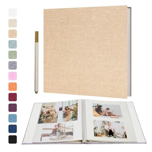 Vienrose Selbstklebende 10x15 Fotoalbum Einkleben und zum Selbstgestalten Groß leinen Photoalbum mit 40 Weißen Seiten, Hochzeit Jahrestag Geburtstag Geschenke mit Einem Kugelschreiber, 28x27cm