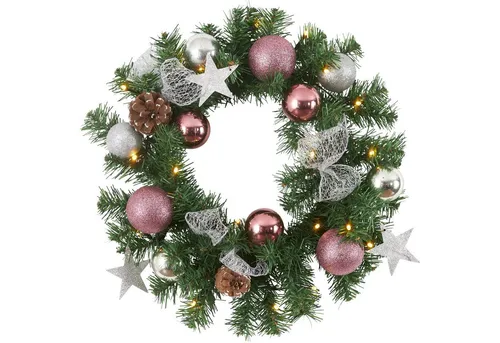 EGLO Dekoobjekt Noel - LED Weihnachtskranz mit Timer - Nussknacker - Batteriebetrieben, festlicher Weihnachtskranz mit farbenfrohen Kugeln, ideal für stimmungsvolle Dekoration in der Adventszeit.