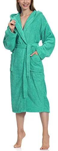 Ladeheid Damen Frottee Bademantel LA40-193 - Türkis XL - Bademantel für Damen aus 100% Baumwolle; flauschig und warm mit klassischem Schnitt, ideal für gemütliche Abende und entspannende Wellnessmomente.