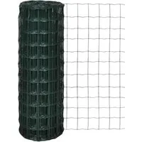 vidaXL Maschendraht Gitterzaun 10x1,0m - Grün - Hochwertiger und stabiler Gartenzaun aus robustem Stahl mit PVC-Beschichtung, ideal als Schutz vor Tieren oder zur Dekoration für Garten und Industrie.