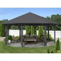 Pavillon SKAN HOLZ Nice Gr. 4 ø 630 cm - Weidezäune - Robuster 8-Eck Pavillon aus hochwertigem Leimholz, schiefergrau behandelt, ideal für Garten und Freizeit, schützt vor UV-Licht und Witterung.