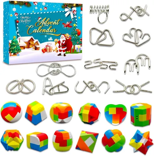 3D Puzzle Adventskalender 2024 - Spielzeug für Kinder - Adventskalender für Jungen, kreatives 3D Puzzle für spannende Vorfreude auf Weihnachten.