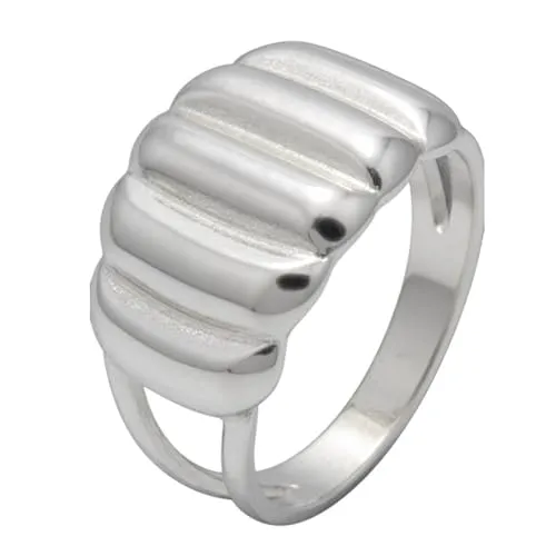 Sanixa Karma NH10902254 Damenring Statement Ring groß Silber Edelstahl hypoallergen wasserfest verstellbar modern Damenschmuck Damen Geschenk Frauen Fingerring vergoldet (Silber)
