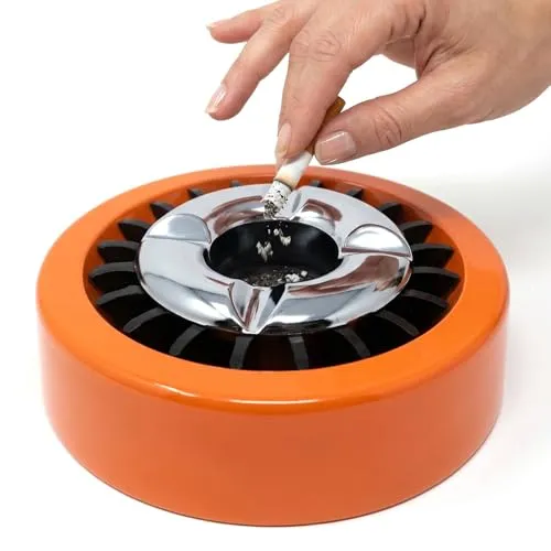 Starlet24® Gluttöter Aschenbecher für draußen Windaschenbecher Ascher stabil rund flach - ORANGE