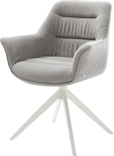 DELIFE Polsterstuhl Kaira-Flex mit Wippfunktion, drehbar, Weiß/Grau - Moderner Polsterstuhl für Küchen und Esszimmer, 360° drehbar und mit Wippfunktion. Ideal für stilvolles Wohnen und höchsten Komfort. Maße: 65x60x85 cm.