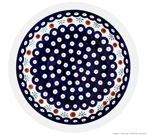 Bunzlauer Keramik Teller – tiefer Essteller Speiseteller Suppenteller Ø 22,5 cm – spülmaschinenfest, robust & langlebig (Dekor 41)