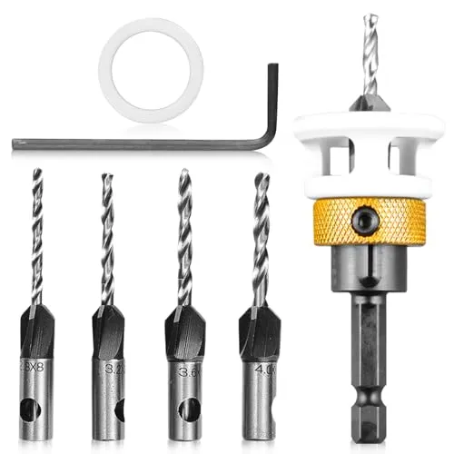 WANDGU Spiralbohrer Set: 6 Stück Präzise Spiralbohrer Für Holz Und Kunststoff, Effiziente Spanabfuhr, Mit Senker Und Schraubenschlüssel (2.8 x 8 mm, 3.2 x 8 mm, 3.5 x 10 mm, 4 x 10 mm)