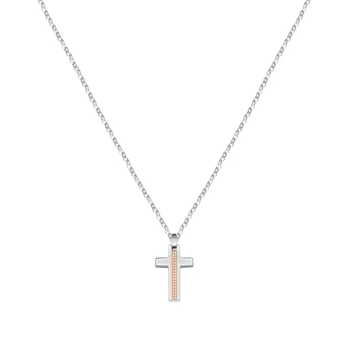 Morellato Herrenhalskette Motown Kollektion - Edelstahl-Halskette in Rosegold PVD, 6cm lang, mit Karabinerverschluss. Teil der avantgardistischen Motown Kollektion, die Leder und Stahl kombiniert für einen modernen Look.