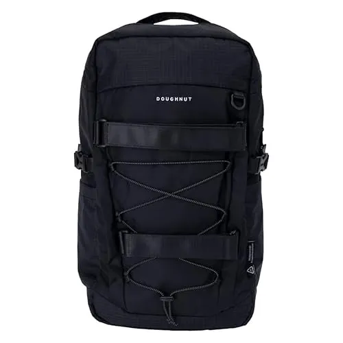 Doughnut Rucksack Street Cruise Series Roaming Schwarz - Veganer Rucksack aus recyceltem Nylon, wasserabweisend und mit gepolstertem Laptopfach für 15