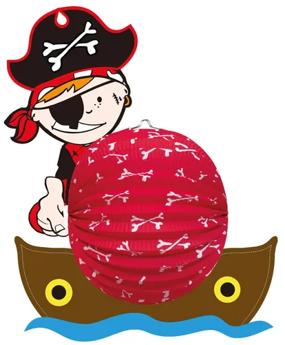 Idena 8310056 - Laterne Pirat, Größe 45 x 38 cm, Papier, Lampion, St. Martin, Lichterfest, Laternenumzug, Advent, Weihnachten, Dekoration