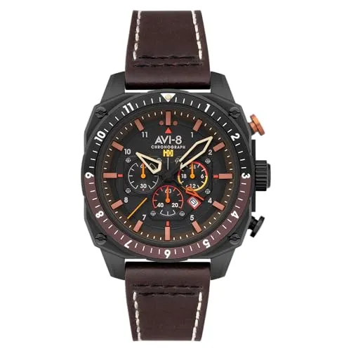 AVI-8 Hawker Hunter Atlas Dual Time Chronograph Ruß schwarz