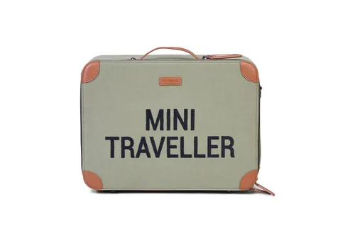 Childhome Kinderkoffer Mini Traveller Khaki - Kindergepäck: Kompakter und robuster Kinderkoffer mit praktischem Gummizug und Namensschild für individuelle Gestaltung, ideal für Wochenendausflüge.