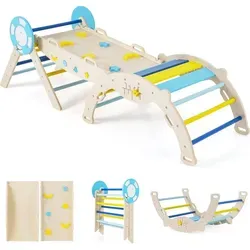 COSTWAY Klettergerüst Indoor 3er Set mit Rutsche und Kletterbogen - Vielseitiges Klettergerüst für Kinder ab 1 Jahr. Klappbares Design, sicher und stabil mit zahlreichen Spielmöglichkeiten für kreative Abenteuer.
