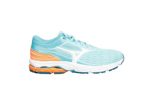 Mizuno Wave Prodigy 4 Damen Neutralschuh - Hellblau/Weiß, Größe 38,5 - Leichter Trainingsschuh mit innovativer Wave-Technologie für optimale Dämpfung und Stabilität. Der ideale Begleiter für entspannte Laufrunden und ein angenehmes Laufgefühl.