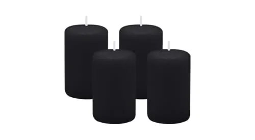 4er Set Adventskranzkerzen Schwarz Ø 50 x 80 mm