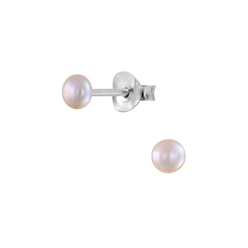 Monkimau - Perlen Ohrringe, Ohrstecker, Ohrschmuck - aus 925 Sterling Silber - Motivgröße ca. 3 x 3 mm - für Damen und Mädchen - handgefertigt, hypoallergen und kleine Geschenkidee