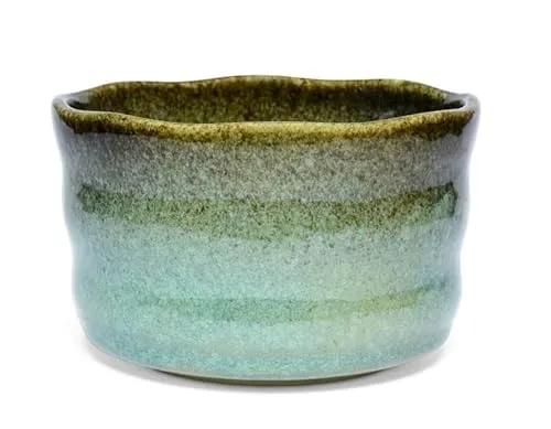 MAOCI - Matcha Tee-Schale Chawan aus Porzellan 350ml gelb-grün handgefertigt