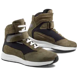 Stylmartin Audax Motorrad Schuhe, wasserdicht, schwarz-grün, Größe 39 - Hochwertige Motorrad Schuhe aus Wildleder und Textilgewebe. Sie bieten eine atmungsaktive, wasserdichte Ausstattung und eine anatomische Einlegesohle für optimalen Komfort während der Fahrt.