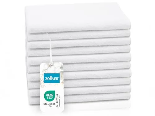 ZOLLNER Gästehandtücher, 10er Set aus 100% Baumwolle in weiß von Zollner