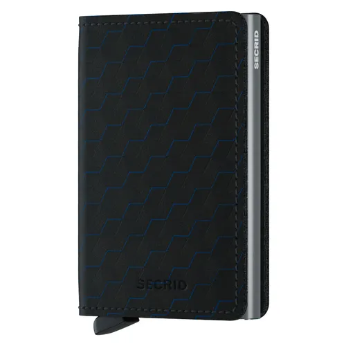 Secrid Slimwallet Optical 10 cm - Black-Titanium - Portemonnaies mit patentiertem Mechanismus für schnellen Karten Zugriff, aus hochwertigem geschliffenem Leder mit blauen Highlights und Platz für bis zu 6 Karten, ideal für den Alltag.