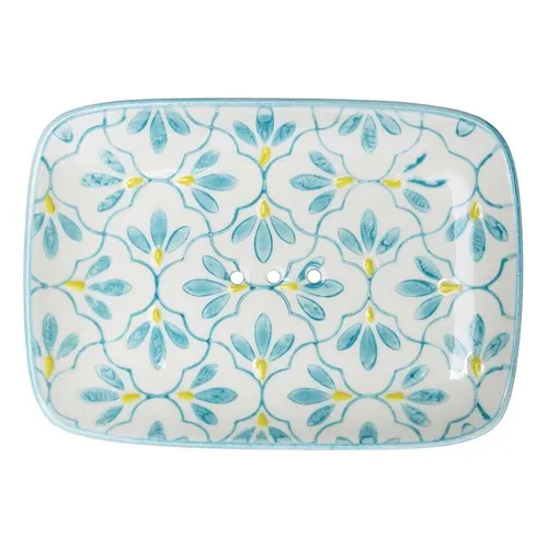 Tranquillo Seifenschale - Floral weiß & türkis | MEMO