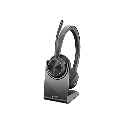 Poly Voyager 4300 UC Series 4320 - MS Teams Stereo Headset, kabellos mit Ladestation und Zoom-Zertifizierung für optimale Sprachqualität