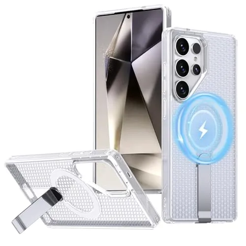 BEENTRYS Magnetisch Handyhülle für Samsung Galaxy S25 Ultra Hülle,Kompatibel mit MagSafe Ständer Wärmeableitung Durchsichtig PC/TPU Case Militärschutz Stoßfeste Kratzfest Schutzhülle-Klare