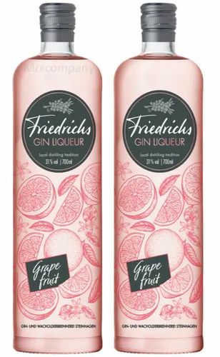 Friedrichs Gin Liqueur Grapefruit 0,7l 700ml (31% Vol) - 2er Pack - [Enthält Su