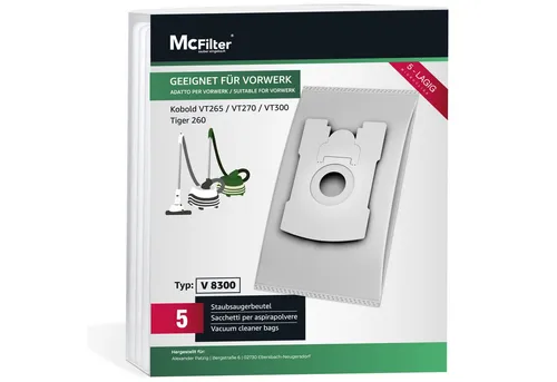 McFilter Staubsaugerbeutel 5 Stück oder 10 Stück, passend für Vorwerk Tiger VT260, Kobold VT265, VT270, VT300, 5 St., Alternative zu FP260