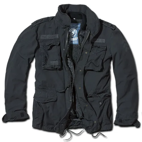 Brandit M-65 Giant Textiljacke - Schwarz - XXL - Funktionsjacke aus schwerer Qualität mit austrennbare Innenjacke und Kapuze im Kragen, ideal für vielseitige Outdoor-Aktivitäten.