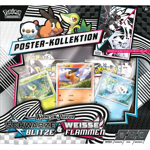 Pokémon Schwarze Blitze Weiße Flammen Poster Kollektion - TCG OVP Displays mit exklusiven Boostern und beliebten Charakteren wie Floink, Ottaro und Serpifeu – ideal für Sammler und Fans!