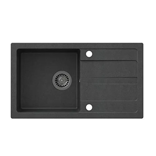 VBChome Spüle 77 x 44 cm Schwarz Granit