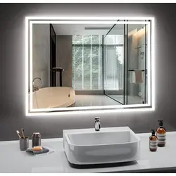 PESENXAN LED Badspiegel 80x60cm mit Touchschalter, IP44, explosionsgeschütztes Glas - Silber - Moderner LED Badspiegel (80x60 cm) mit einfachem Touchschalter. Ideal für Badezimmer und Umkleideräume. Das explosionsgeschützte Glas sorgt für Sicherheit, während die IP44-Wasserdichtigkeit eine lange Lebensdauer garantiert.