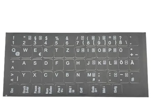 T-ProTek DEUTSCHE Tastaturaufkleber - schwarz GLÄNZEND 58 Tasten 1,1 cm x 1,3 cm Selbstkleben kompatibel für Acer Aspire