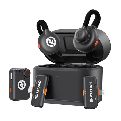 Hollyland Lark M2S Ultimate Combo (Kamera RX+Lightning RX+Type-C RX) Kabelloses Lavaliermikrofon für iPhone/Kamera/Android/PC, kompaktes Mikrofon, Titanclip, Geräuschunterdrückung, Vlog