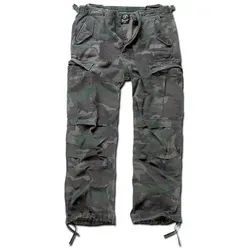 Brandit M65 Vintage Pants - Woodland, Größe XL - Bequeme Loose-Fit Army-Style Pants aus 100% Baumwolle, ideal für Freizeit und Arbeit. Viele praktische Taschen und verstellbarer Beinsaum für optimalen Komfort.