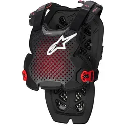 Alpinestars A-1 Brustprotektor Level-1 - Dunkelgrau/Schwarz/Rot - XXL - Protektoren mit Level 1 CE-Zertifizierung, ultraleicht und super belüftet für optimalen Tragekomfort und Schutz bei Stößen.